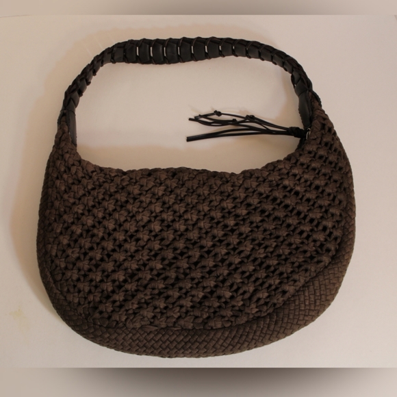 Talbots Brown Crochet Weave Handbag Purse Zipper - Picture 8 of 8